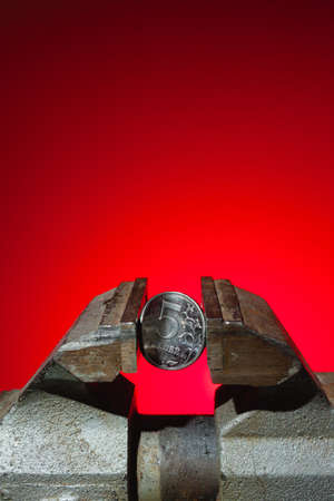 The Russian coin in viseの写真素材