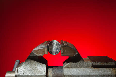 The Russian coin in viseの写真素材