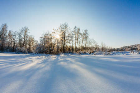 Beautiful winter landscape at the morningの写真素材