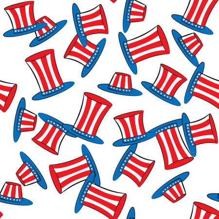 usa pattern hat uncle sam top hat, top hat for independence dayのイラスト素材