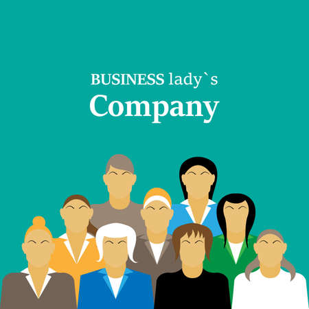 Daily standup meeting with project team and manager. Flat illustration. Woman companyのイラスト素材