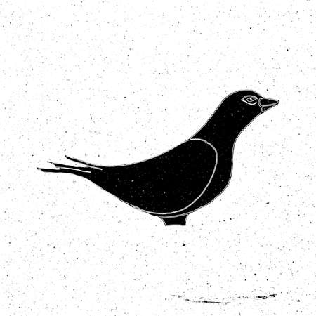 Hand drawn dove in grunge style, can be used as a print on a t-shirt, textile, background, sign for pet shop icon design wedding cards and holidaysのイラスト素材