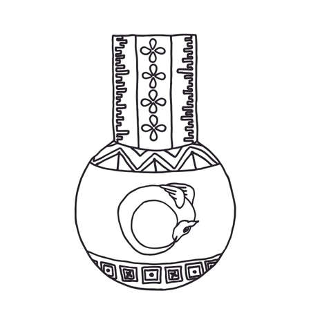 Masonic Vial with a dragon Emblem Icon. Hand drawnのイラスト素材