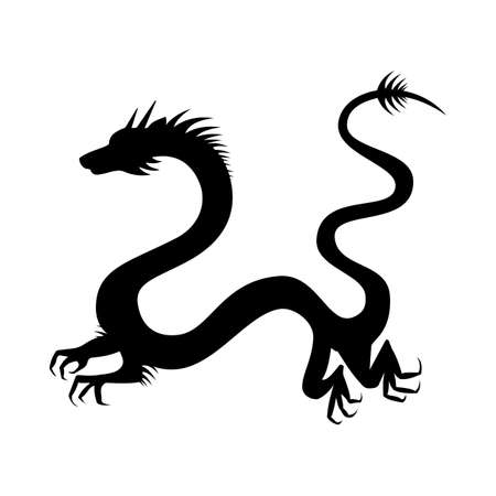 Chinese dragon silhouette isolated on white background.のイラスト素材