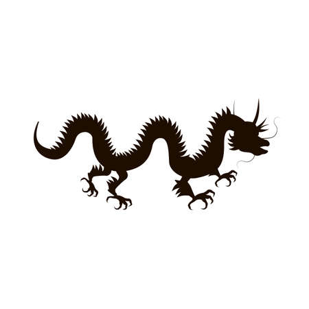 Chinese dragon silhouette isolated on white background.のイラスト素材