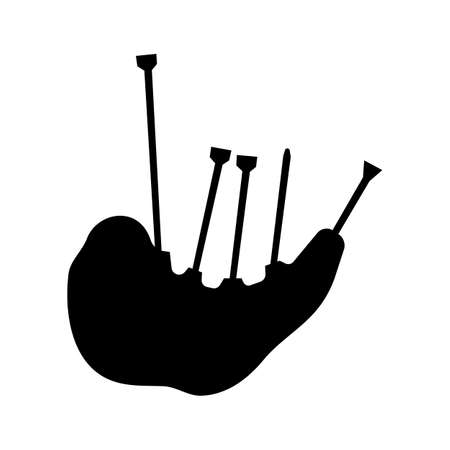Scottish bagpipes silhouette isolated on white backgroundのイラスト素材