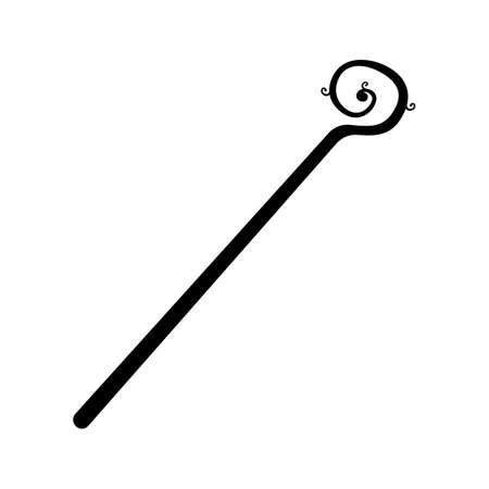 Wooden staff silhouette isolated on white backgroundのイラスト素材
