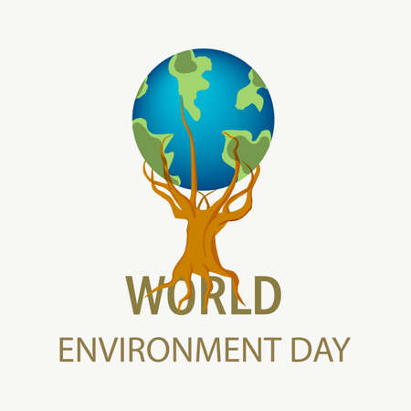 World Environment Day with green tree. concept for save the trees.のイラスト素材