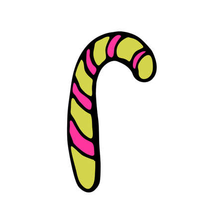 Candy cane icon with stripes isolated on white background in style hand drawのイラスト素材