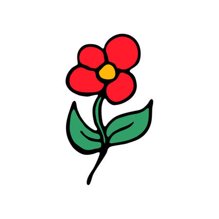 Flower Icon isolated on white background in style hand drawのイラスト素材