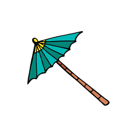 Traditional Chinese red umbrella icon isolated on white background in style hand drawのイラスト素材