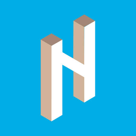 3d isometric letter n. typography for headlines, posters etc.のイラスト素材