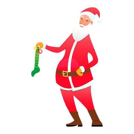 Santa with a sock candy isolated on white backgroundのイラスト素材