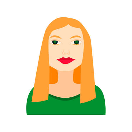 blonde woman flat icon with green dress businesswoman long hair avatarのイラスト素材