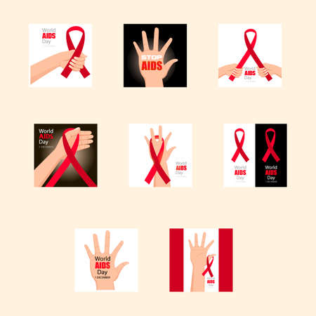Set World AIDS Day. 1st December World Aids Day poster.のイラスト素材