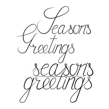 Hand drawn elegant modern ink calligraphy lettering set of Season s Greetings isolated on white backgroundのイラスト素材