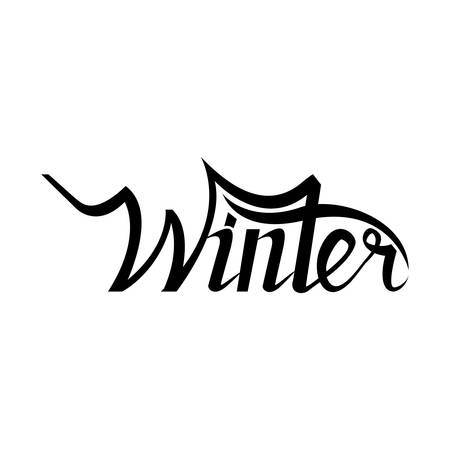Winter hand lettering isolated on black background. Handmade calligraphy for print, poster, greeting card, invitation. Custom typography design and hand letteringのイラスト素材