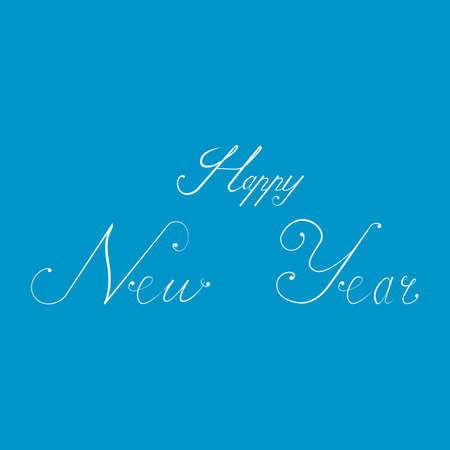 Happy New Year lettering and text Calligraphic on blue background. Creative typography for Holiday Greeting Gift Poster. Calligraphy Font style Bannerのイラスト素材