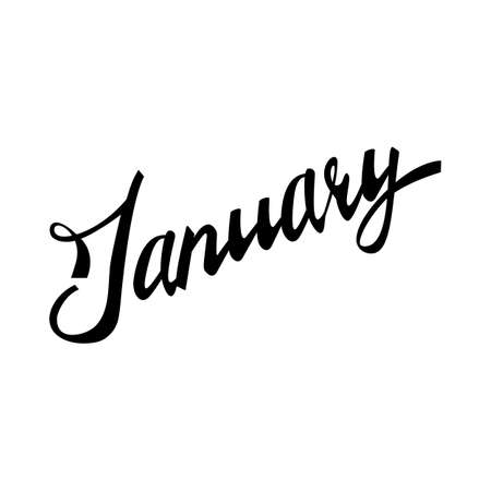 january. Hand Lettered Quote. Modern ink Calligraphyのイラスト素材