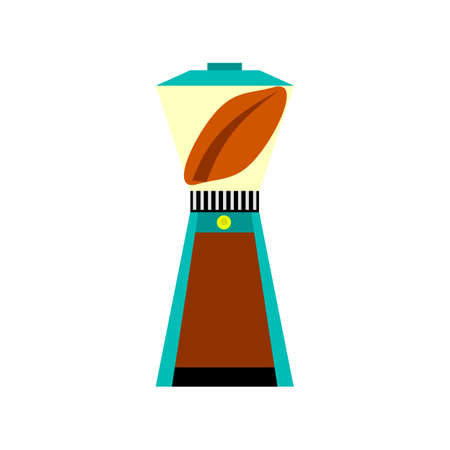 Colored flat icon. Coffee mill cartoon style. Illustration of drinks, fresh coffee. Symbol of freshly brewed coffeeのイラスト素材