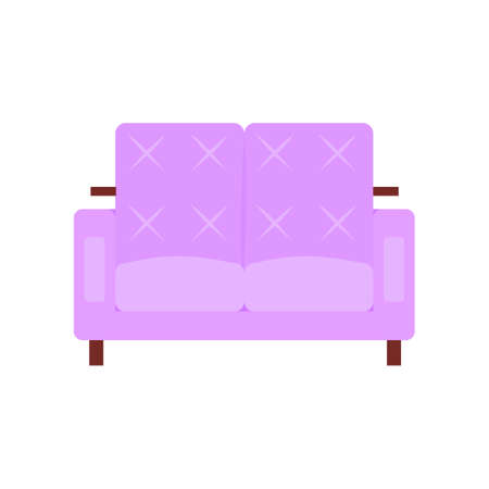 Sofa icon in flat and cartoon style isolated on white backgroundのイラスト素材