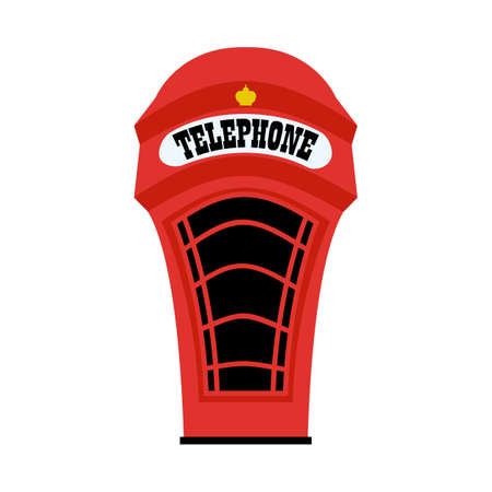 Cartoon London phone booth isolated on white backgroundのイラスト素材