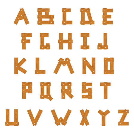 Wooden Alphabet, set with all Letters, ready for your Text Message, Title or Logos Designのイラスト素材