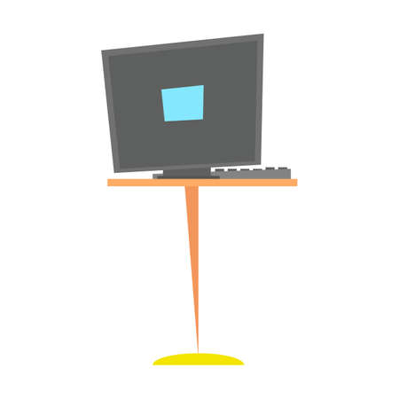 Computer desk, workplace cartoon business concept isolated on white backgroundのイラスト素材