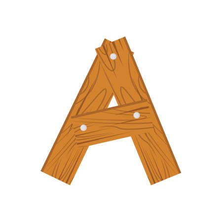 wooden alphabet A letter icon isolated.のイラスト素材