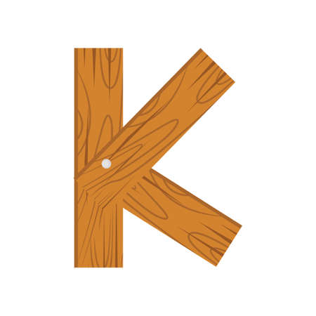 wooden alphabet K letter icon.のイラスト素材