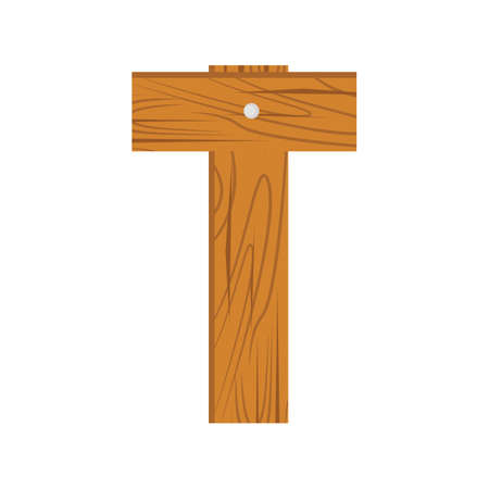 wooden alphabet T letter icon.のイラスト素材