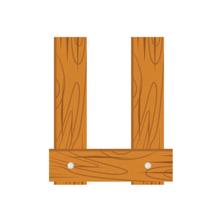 wooden alphabet U letter icon.のイラスト素材