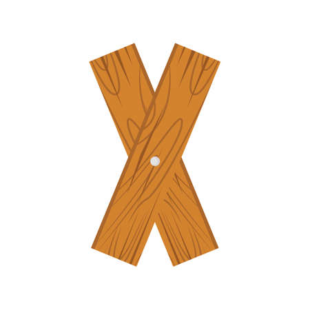 wooden alphabet X letter icon isolated on white backgroundのイラスト素材