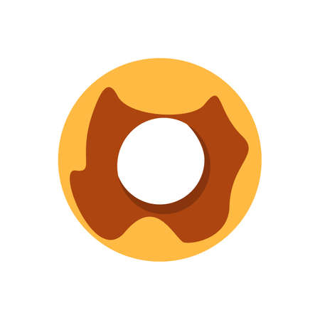 Chocolate donut icon. Flat illustration of donut icon for web on coffee backgroundのイラスト素材