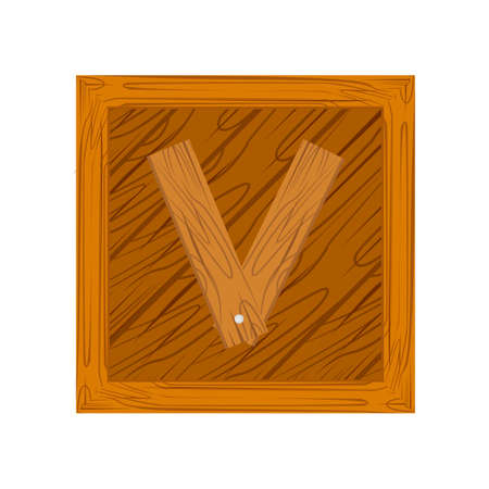wooden block alphabet V letter icon isolated on white backgroundのイラスト素材