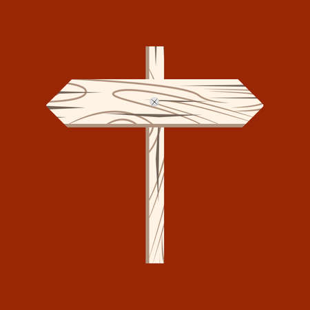 Wooden arrow. Wooden sign arrow icon isolated on white backgroundのイラスト素材