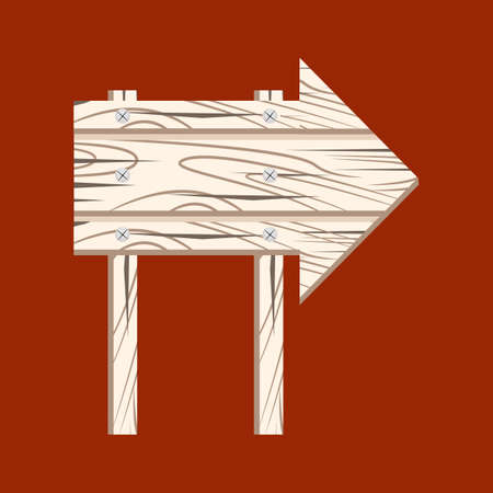 Wooden arrow. Wooden sign arrow icon isolated on white backgroundのイラスト素材