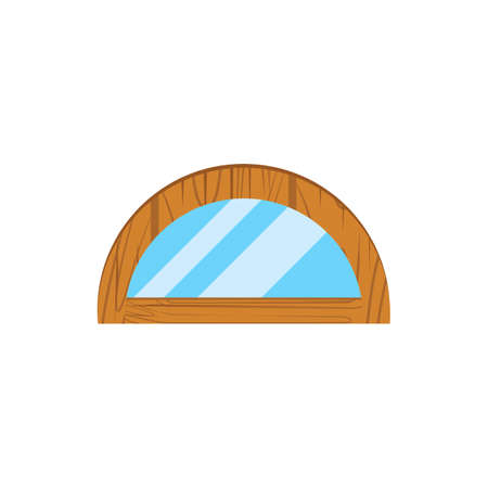 Wooden window frames view . Retro plastic windows. Flat windowsのイラスト素材