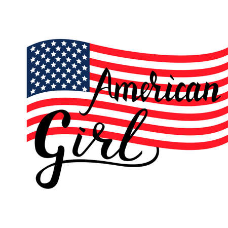 Inscription brush American girl isolated on white backgroundのイラスト素材