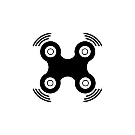 Drone logo or icon isolated on white background. Silhouette of drone.のイラスト素材