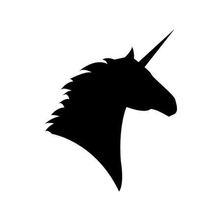 Unicorn head mythical horse in silhouette standing on hind legsのイラスト素材