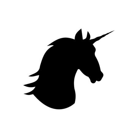 Unicorn head mythical horse in silhouette standing on hind legsのイラスト素材