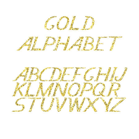 hand draw gold alphabet letters under the classical bias, to design greeting cards, posters, banners, labels for Web sites, iconsのイラスト素材