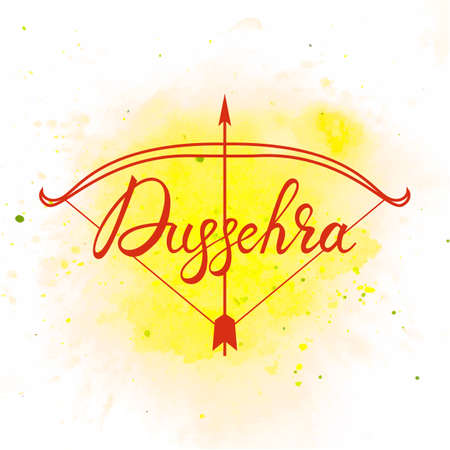 Creative illustration with stylish typography dussehra on watercolor background.のイラスト素材
