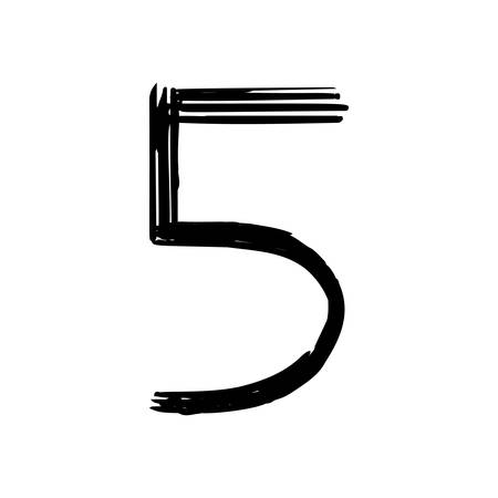 Number 5 painted by brushのイラスト素材