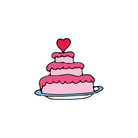 Wedding cake cartoon hand drawn iconのイラスト素材
