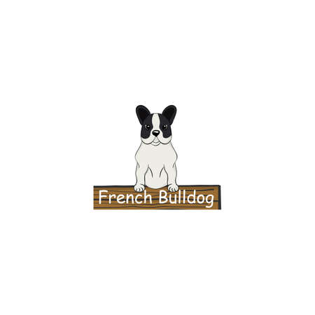 French Bulldog cartoon dog icon isolated on white backgroundのイラスト素材