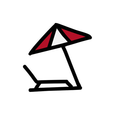 Sunbed with umbrella icon cartoon isolated on white backgroundのイラスト素材
