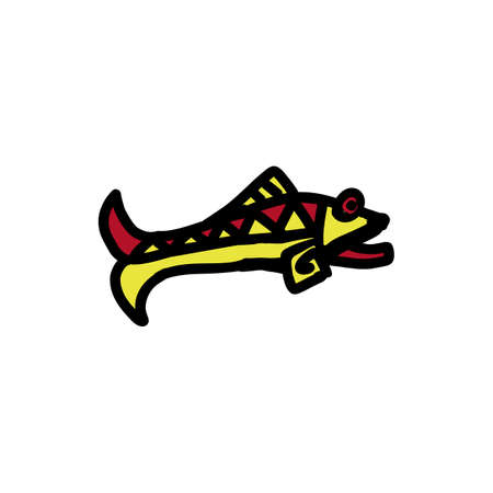 Fish icon with Aztec patternsのイラスト素材