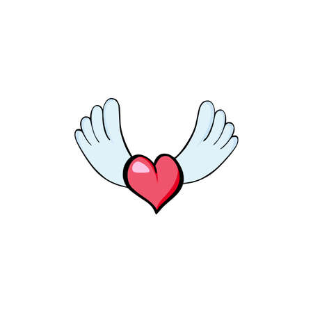 Heart with wings icon isolated on white backgroundのイラスト素材